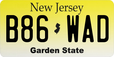 NJ license plate B86WAD