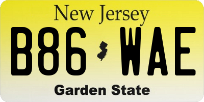 NJ license plate B86WAE