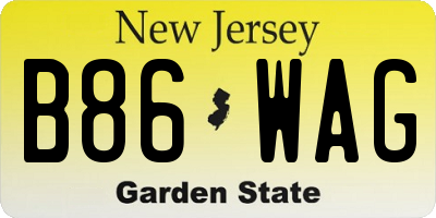 NJ license plate B86WAG