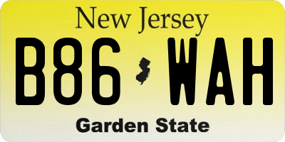 NJ license plate B86WAH