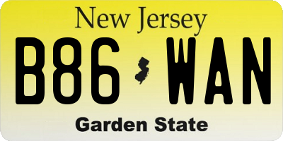 NJ license plate B86WAN