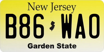 NJ license plate B86WAO