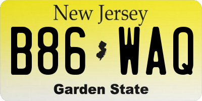 NJ license plate B86WAQ