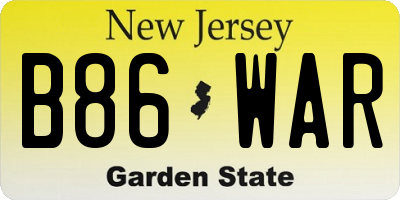 NJ license plate B86WAR