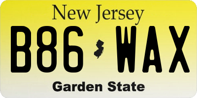 NJ license plate B86WAX