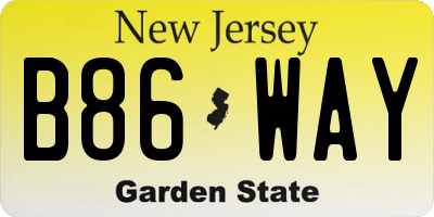 NJ license plate B86WAY