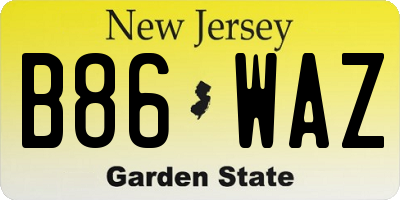 NJ license plate B86WAZ