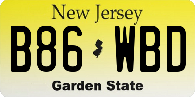 NJ license plate B86WBD