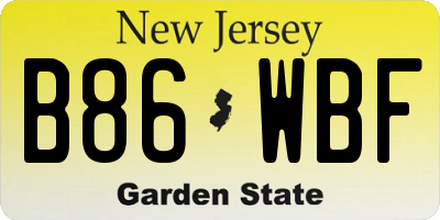 NJ license plate B86WBF