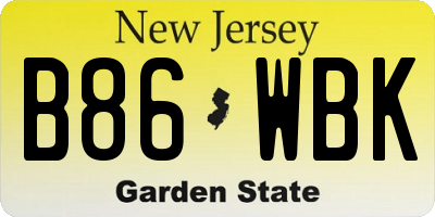 NJ license plate B86WBK