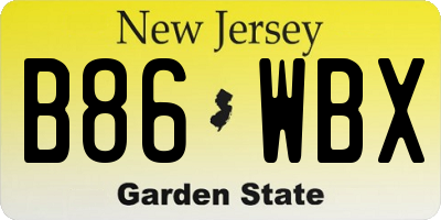 NJ license plate B86WBX