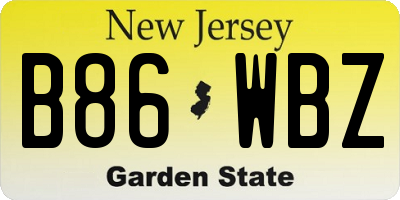 NJ license plate B86WBZ