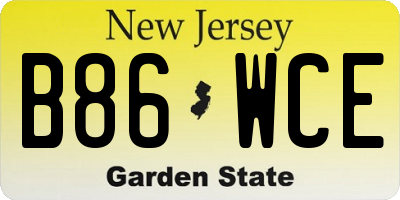 NJ license plate B86WCE