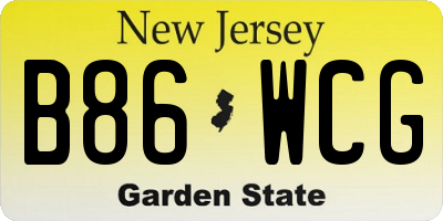 NJ license plate B86WCG