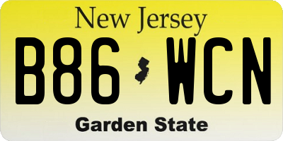 NJ license plate B86WCN