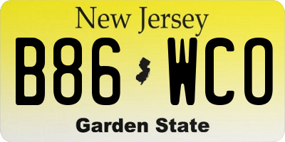 NJ license plate B86WCO