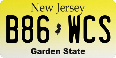NJ license plate B86WCS