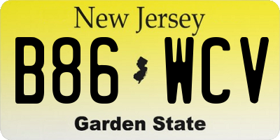 NJ license plate B86WCV