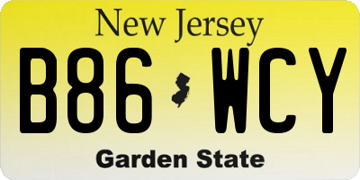NJ license plate B86WCY