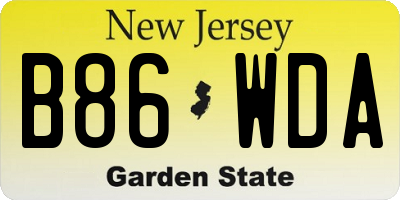 NJ license plate B86WDA