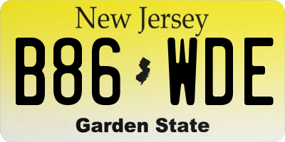 NJ license plate B86WDE