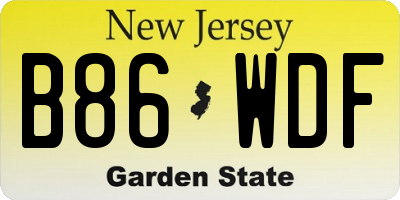 NJ license plate B86WDF