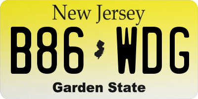 NJ license plate B86WDG