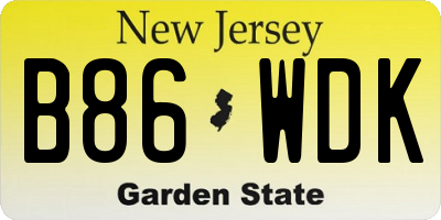 NJ license plate B86WDK