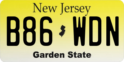 NJ license plate B86WDN