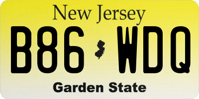 NJ license plate B86WDQ