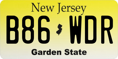 NJ license plate B86WDR