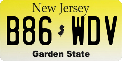 NJ license plate B86WDV
