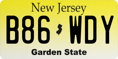 NJ license plate B86WDY