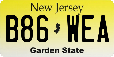 NJ license plate B86WEA