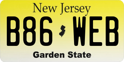 NJ license plate B86WEB