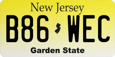 NJ license plate B86WEC