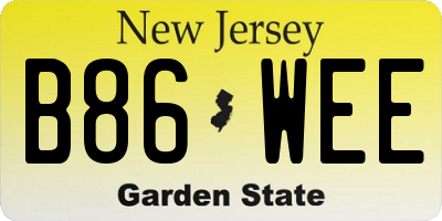 NJ license plate B86WEE