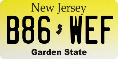 NJ license plate B86WEF