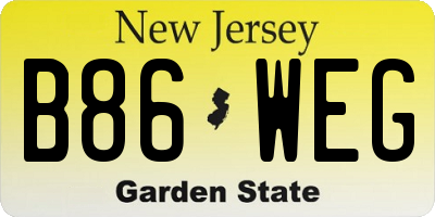 NJ license plate B86WEG