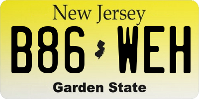 NJ license plate B86WEH