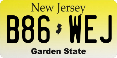 NJ license plate B86WEJ