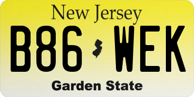 NJ license plate B86WEK