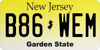 NJ license plate B86WEM
