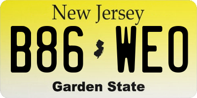 NJ license plate B86WEO