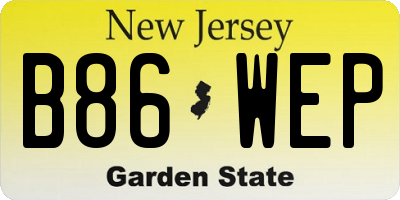 NJ license plate B86WEP