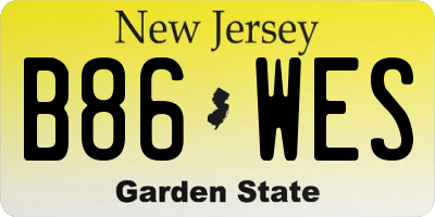 NJ license plate B86WES