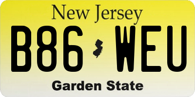 NJ license plate B86WEU