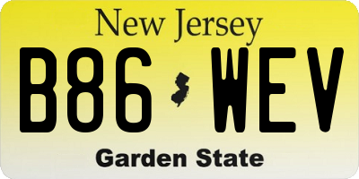 NJ license plate B86WEV