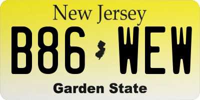 NJ license plate B86WEW