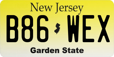 NJ license plate B86WEX